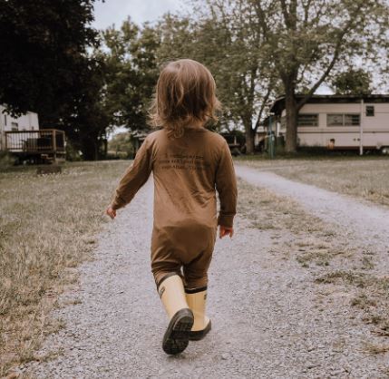 Baby / Kids 2-way zip Bamboo Romper -Sand with black zipper -Paddle your own canoe