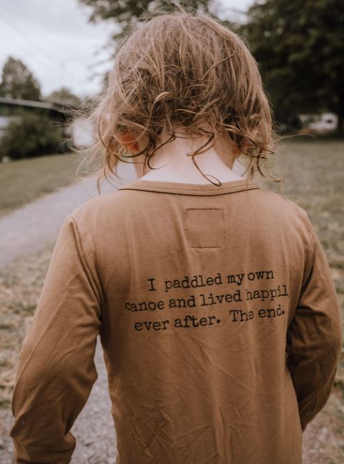 Baby / Kids 2-way zip Bamboo Romper -Sand with black zipper -Paddle your own canoe