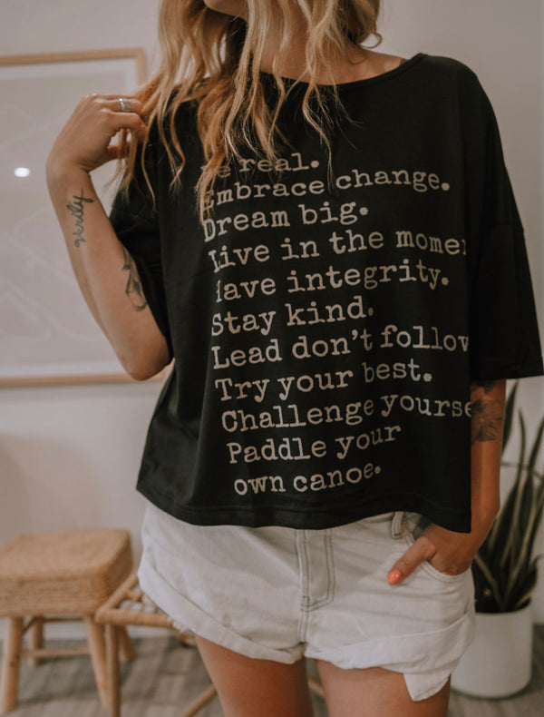 The Weekender Boxy Tee - Values - Black
