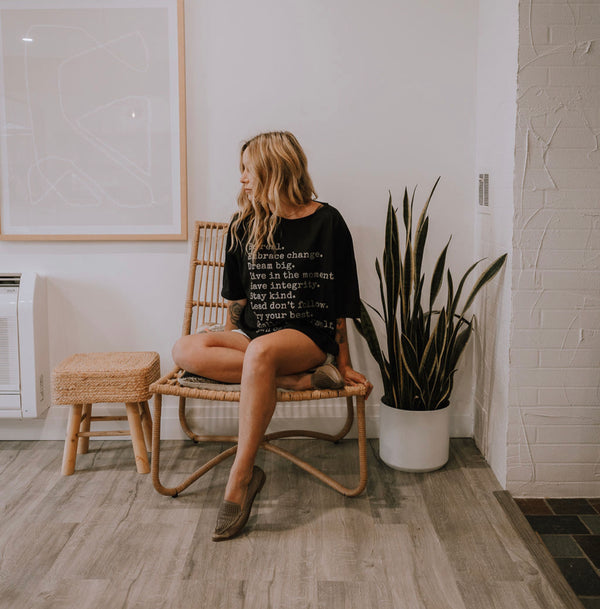The Weekender Boxy Tee - Values - Black