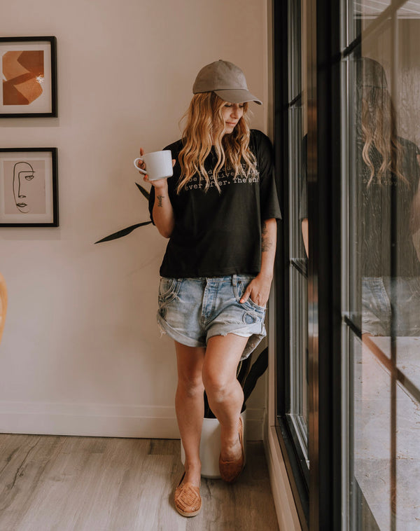 The Weekender Boxy Tee - She Paddled- Black