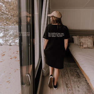 Camp Tee Dress -Mineral Wash Dark Grey - She paddled her own canoe