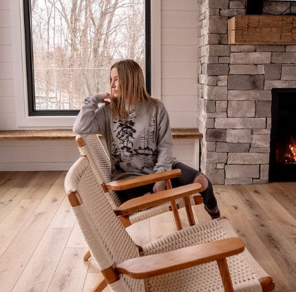 Adult Raglan Shoulder Crew - Into The Woods Crew - Heathered Grey