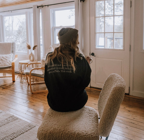 Women's Drop Shoulder Waffle Long Sleeve - Black
