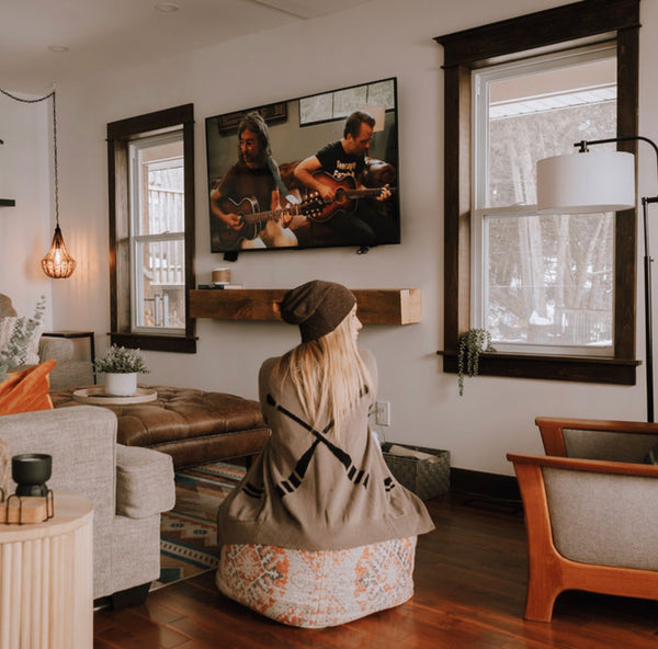 Dockside Knit Cardi - Beech wood brown / grey with black paddles