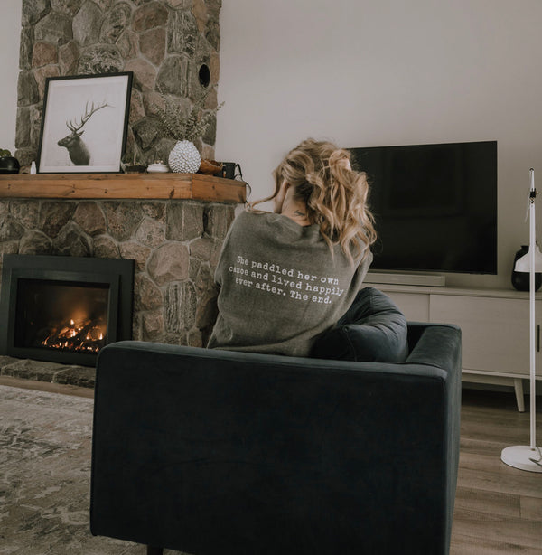 Women's Drop Shoulder Waffle - Medium / Dark Grey with White Tree Embroidery - Medium Grey