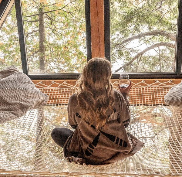 Dockside Knit Cardi - Beech wood brown / grey with black paddles