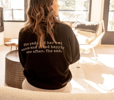 Women's Drop Shoulder Waffle Long Sleeve - Black