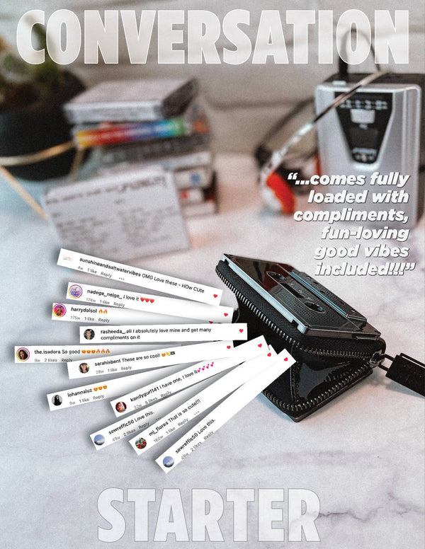 Retro Cassette Wallet | 80s Card Holder Coin Purse | Black