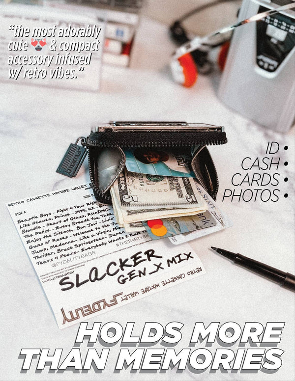 Retro Cassette Wallet | 80s Card Holder Coin Purse | Black