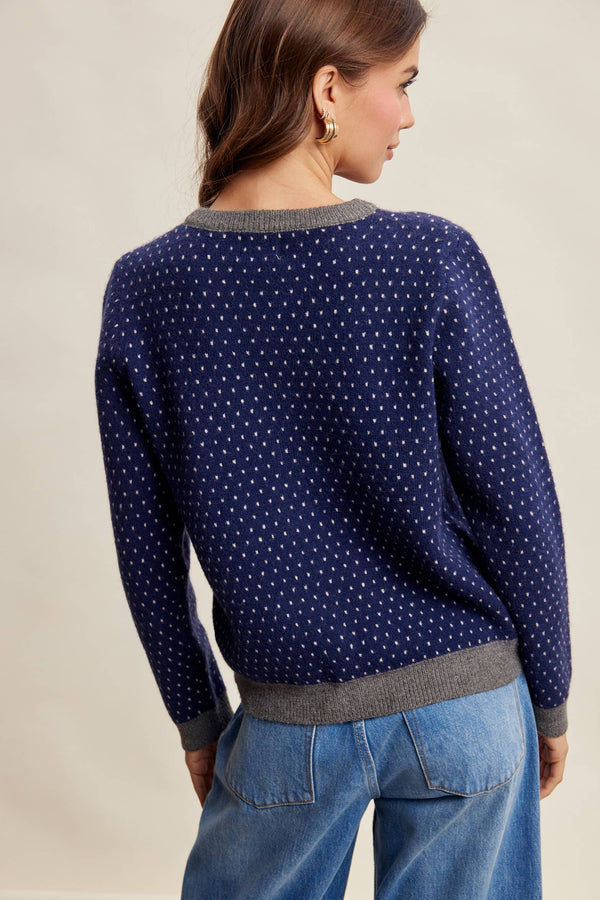 Rose Motif Knit Cardigan