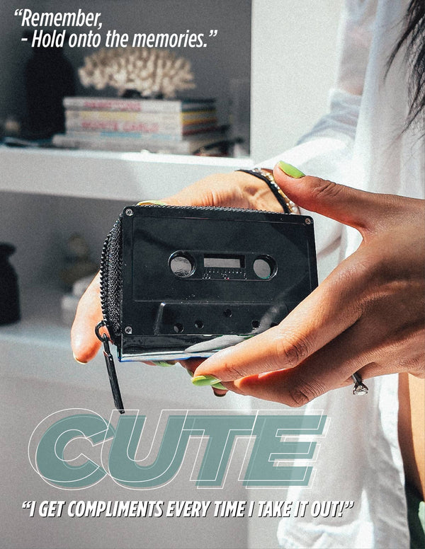 Retro Cassette Wallet | 80s Card Holder Coin Purse | Black