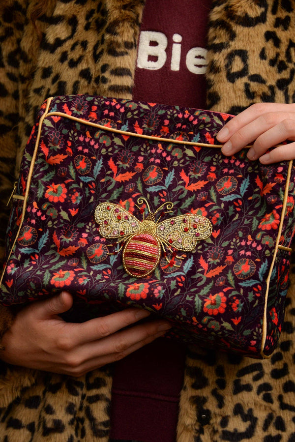 My Doris UK - PINK & GOLD BEE PATTERNED LARGE POUCH