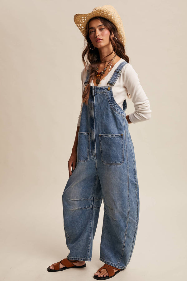 Listicle LA Wide-Leg Denim Overalls