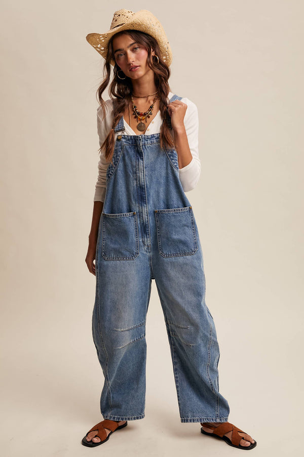 Listicle LA Wide-Leg Denim Overalls