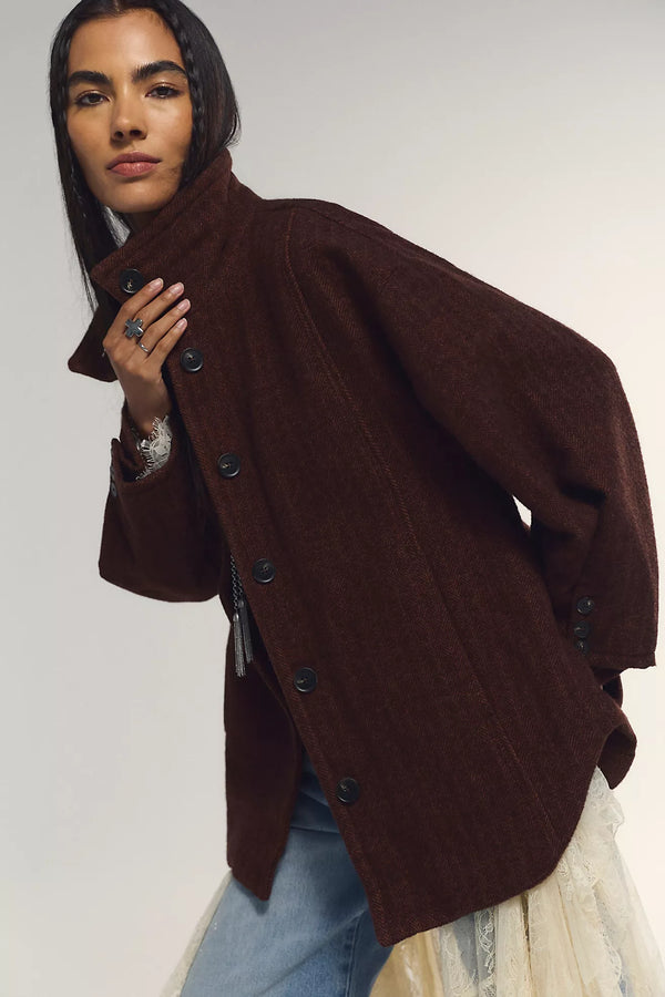 Free People - Beau Cocoon Coat - Brown Mix