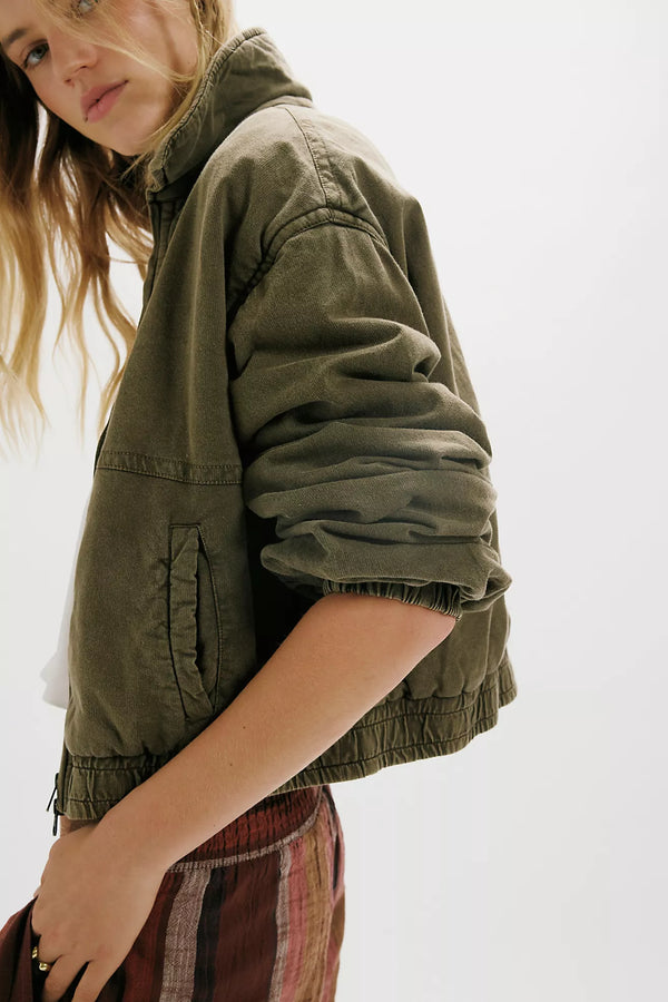 Free People One Birdie Jacket Olive Green