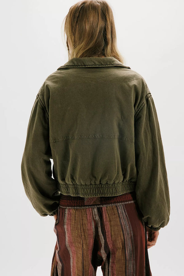 Free People One Birdie Jacket Olive Green