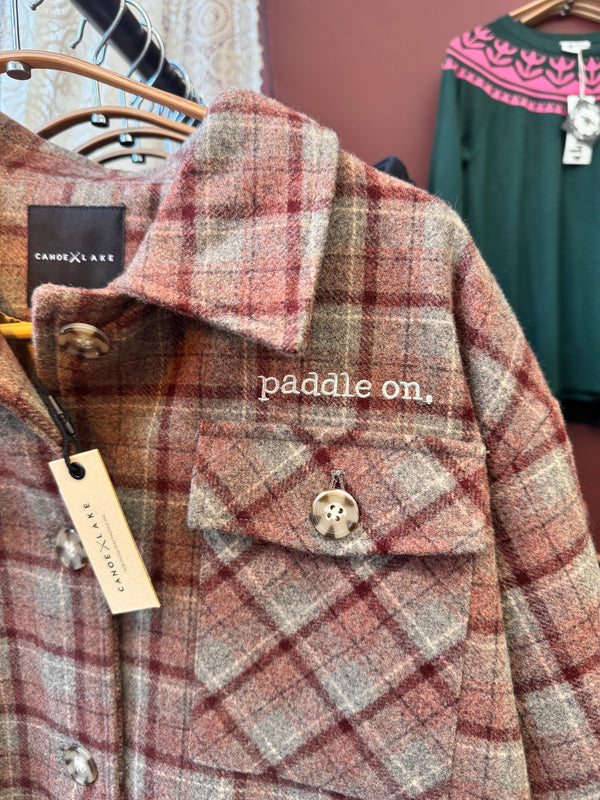 The Lake Shacket - Hygge - Grey Burgundy Micro Plaid