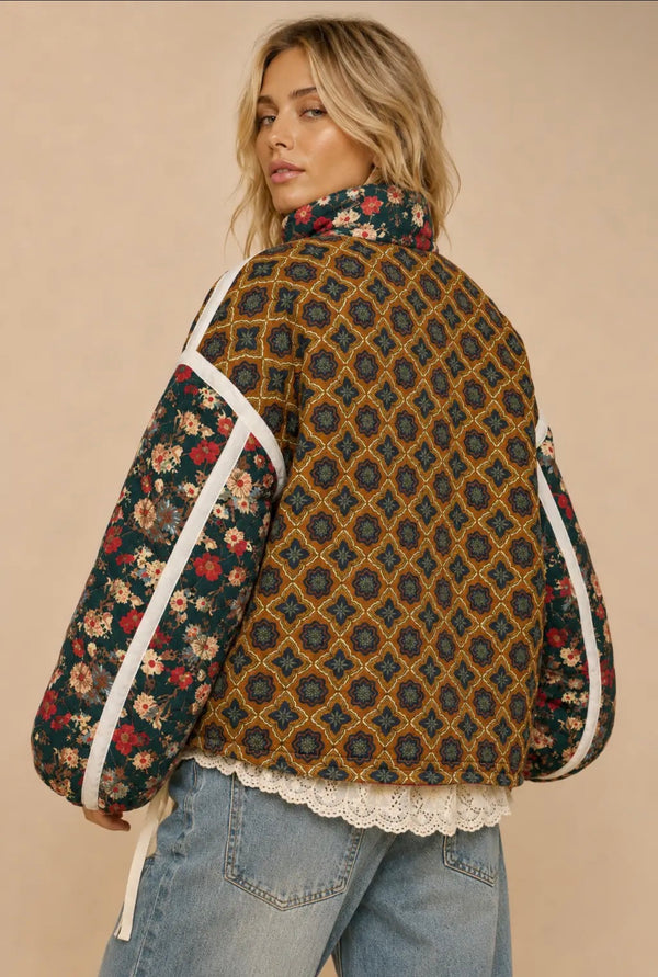 Vintage Inspired Quilted Bomber Jacket