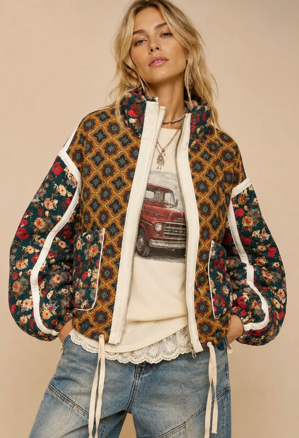 Vintage Inspired Quilted Bomber Jacket