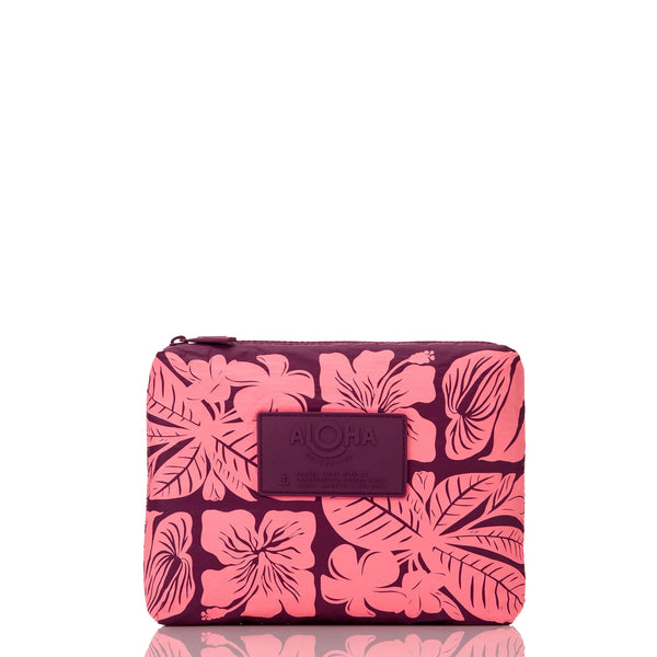 Aloha Small Size Pouch -  Punahele - Tropical On Plum