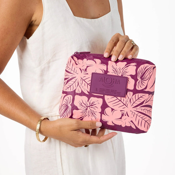 Aloha Small Size Pouch -  Punahele - Tropical On Plum