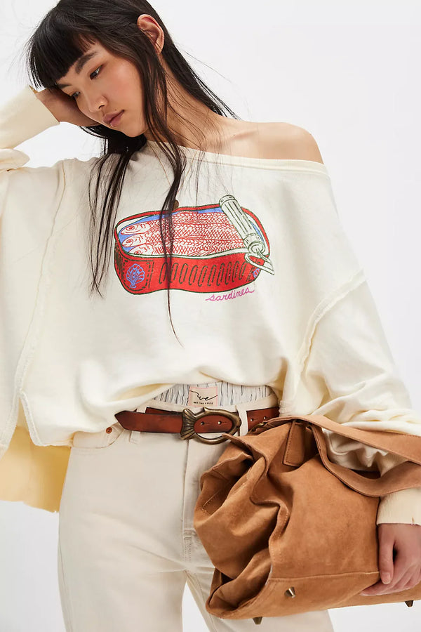 Free People - Graphic Camden Pullover/Sardine Combo