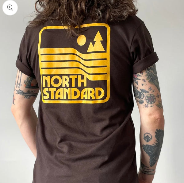 North Standard Unisex Parks & Rec Tee - Brown with Golden Yellow