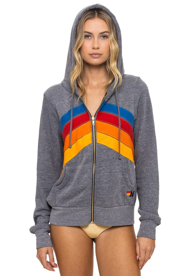 Aviator Nation -Mountain Stitch Zip Hoodie - Heather Grey