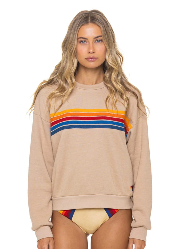 Aviator Nation 5-Stripe Related Unisex Crew Shirt - Sand