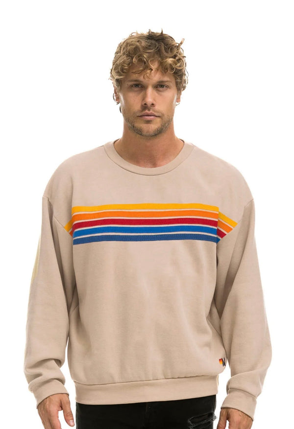 Aviator Nation 5-Stripe Related Unisex Crew Shirt - Sand