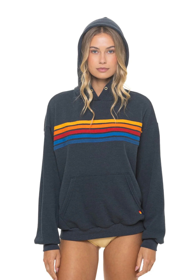 Aviator Nation 5-Stripe Related Unisex Hoodie - Charcoal
