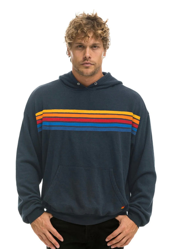 Aviator Nation 5-Stripe Related Unisex Hoodie - Charcoal