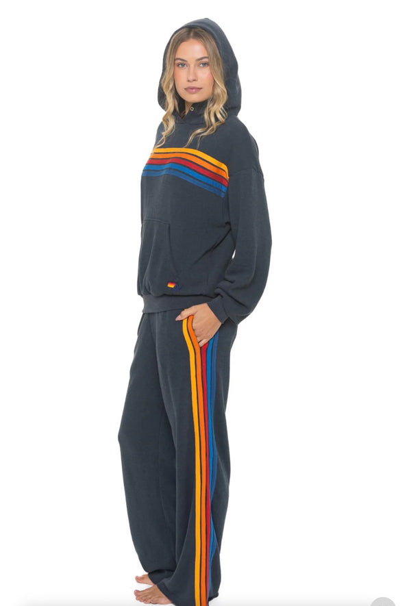 Aviator Nation 5-Stripe Related Unisex Hoodie - Charcoal
