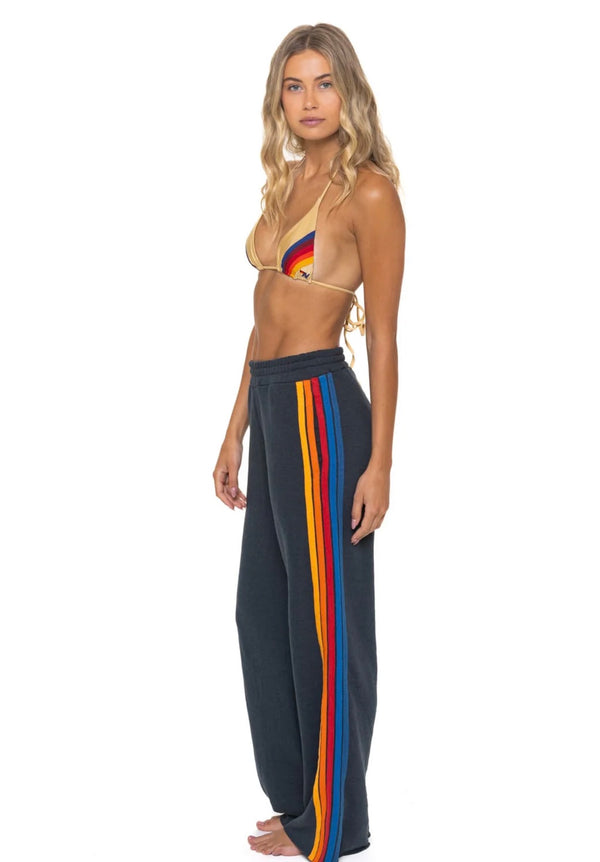 Aviator Nation 5-Stripe Wide Leg Pants - Charcoal
