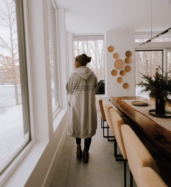 The Dockside Long Zip Hoodie - Heathered Grey - She paddled her own canoe.