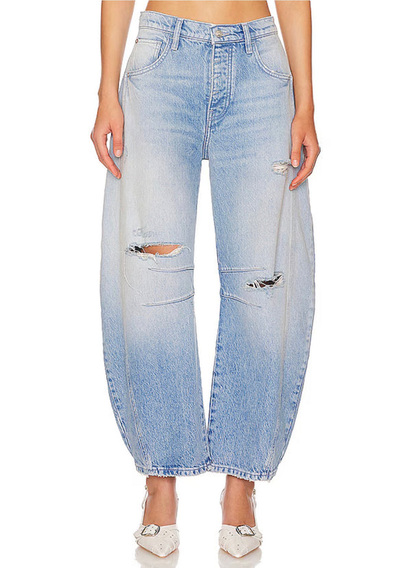 Good Luck Barrel Jeans - Barnyard Blue - Mid- Rise - Ripped