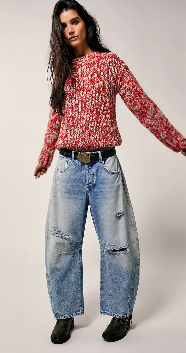 Good Luck Barrel Jeans - Barnyard Blue - Mid- Rise - Ripped