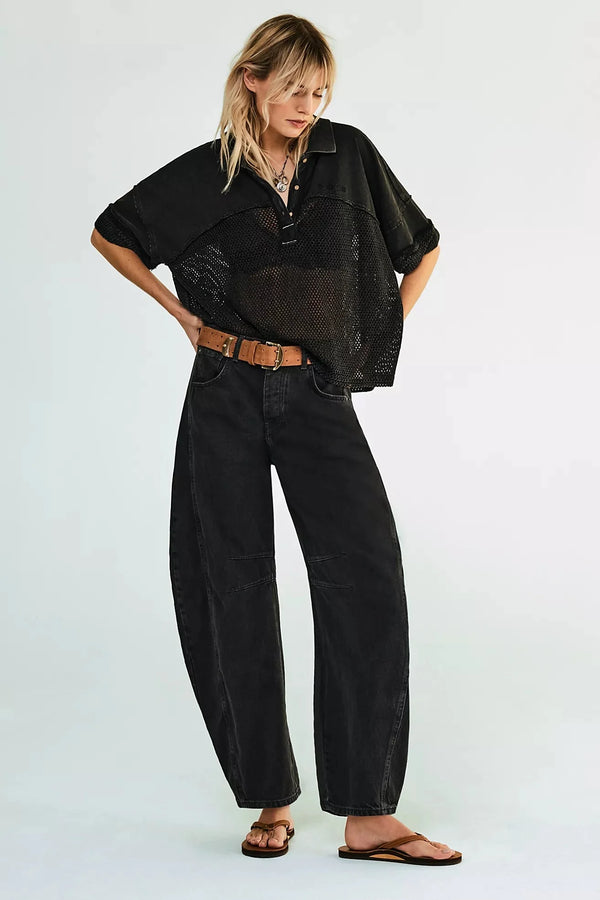 Good Luck Barrel Jeans - Black - Mid- Rise