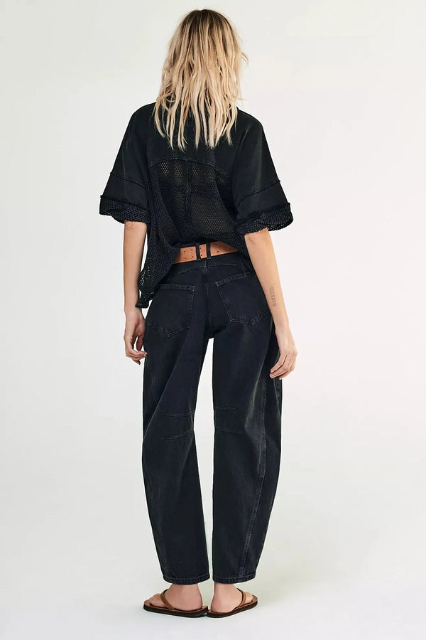 Good Luck Barrel Jeans - Black - Mid- Rise