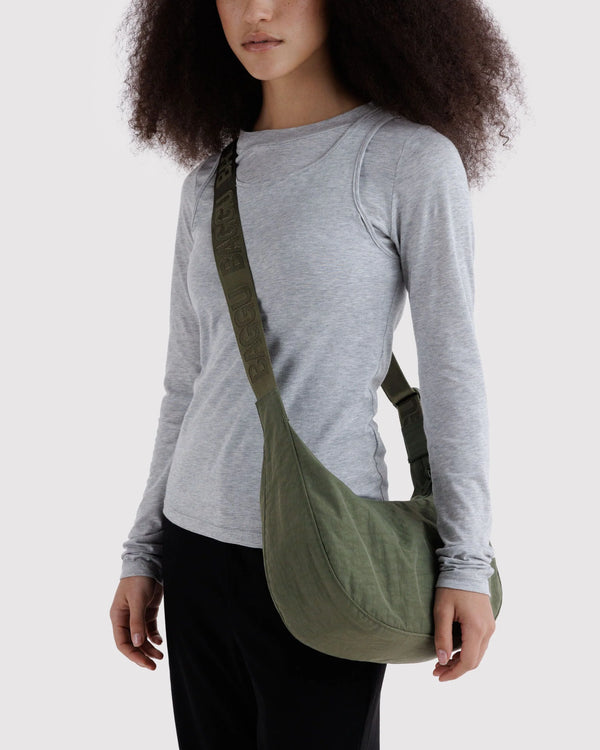 Medium Crescent Nylon Bag - Casper Green