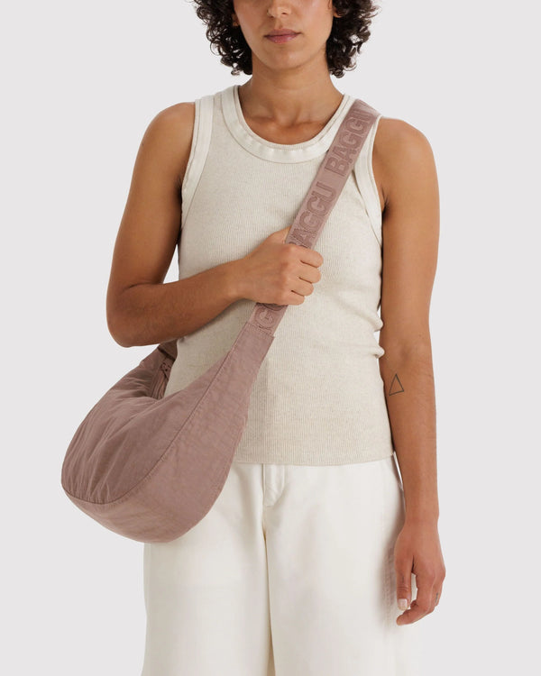 Medium Crescent Nylon Bag - Toasted Almond