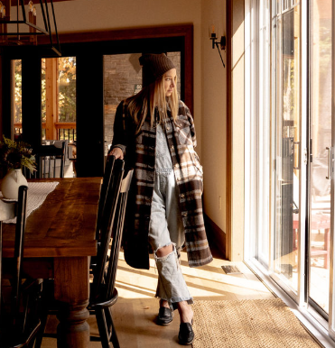 The FLANNEL Lake Shacket - Brown & Cream with Mustard Stripe Plaid