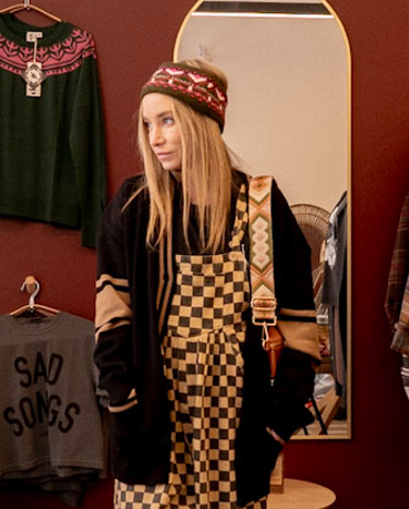 Lonely Pine Knit Cardi- Black (Tree is honey brown)