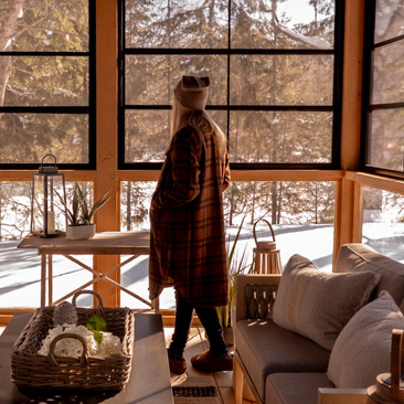 The Lake Shacket - Fireside - Camel Black Tartan