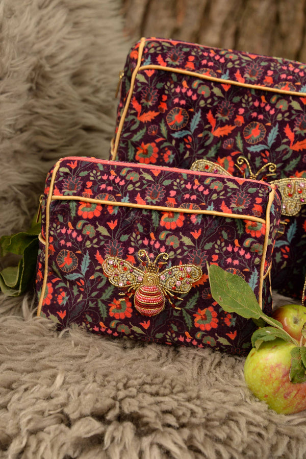 My Doris UK - PINK & GOLD BEE PATTERNED MEDIUM POUCH