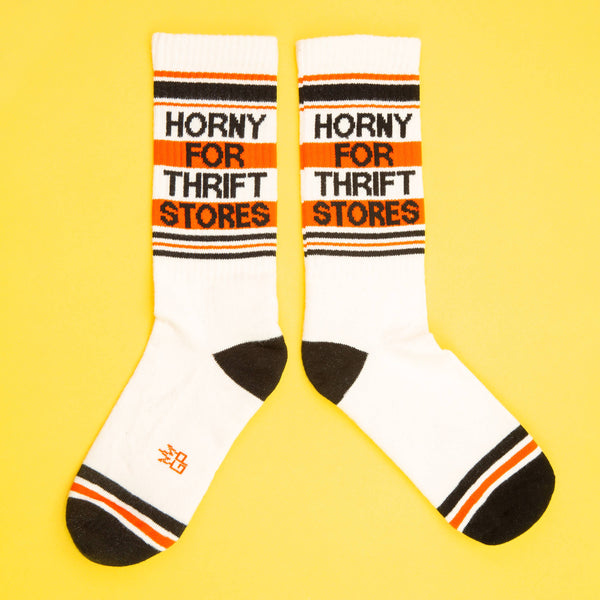 Horny For Thrift Stores Gym Crew Socks
