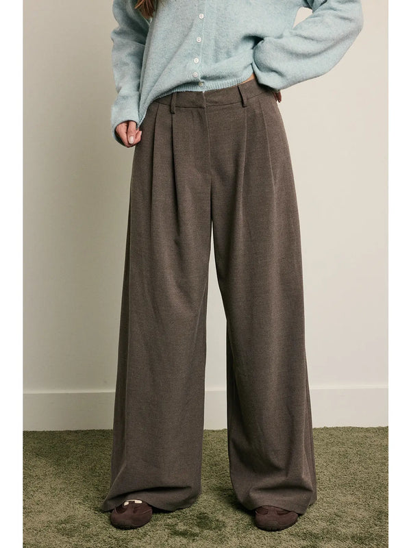 Classic Tailored Wide Leg Pant Charcoal Grey