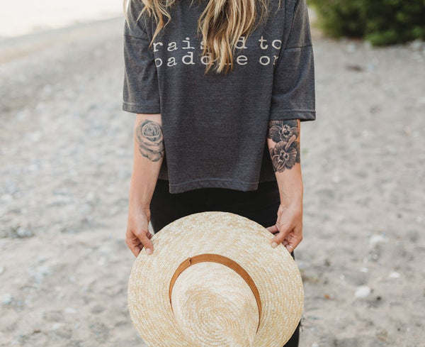 The Weekender Boxy Tee - Raised To Paddle On - Charcoal